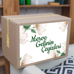 Beyaz Papatyalı Çeyiz Etiketi