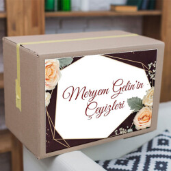 Kırmızı Çiçekli 03 Çeyiz Etiketi