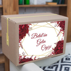 Kırmızı Çiçekli 01 Çeyiz Etiketi