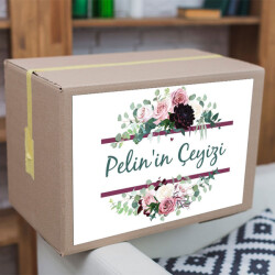 Mor Pembe Çiçekli Çeyiz Etiketi