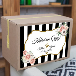 Siyah Beyaz Çizgili 01 Çeyiz Etiketi