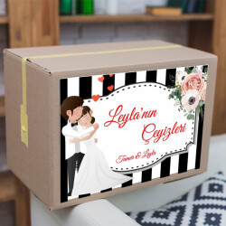 Siyah Beyaz Çizgili 02 Çeyiz Etiketi