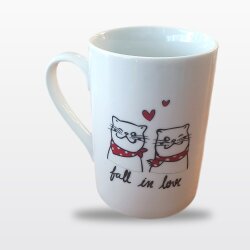 Fall In Love Kedili Porselen Kupa Bardak 270 Ml
