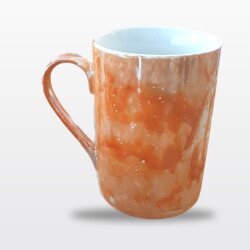 Turuncu Mermer Desenli Porselen Kupa Bardak 270 ml