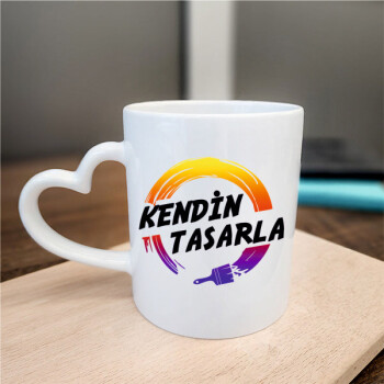 Kişiye Özel Kalpli Beyaz Kupa Bardak