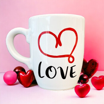 My Love Baskılı Oval Kupa Bardak