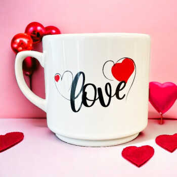 Love Tasarımlı Tekli Fincan