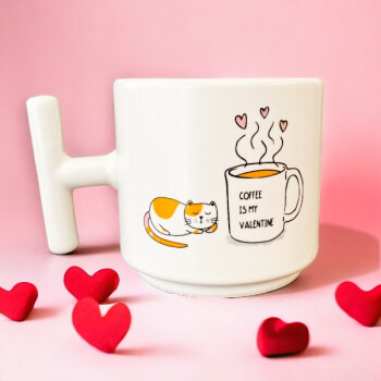 Kedi Tasarımlı Tekli Fincan
