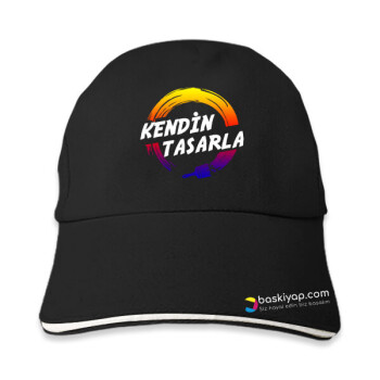 Kişiye Özel Baskılı Siyah Bez Şapka