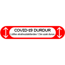 Durdur Kırmızı Dikdörtgen Sosyal Mesafe Sticker