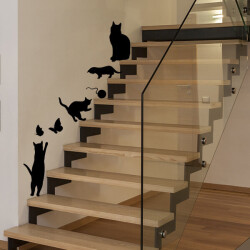 Oyun Oynayan Kediler Dekoratif Duvar Sticker