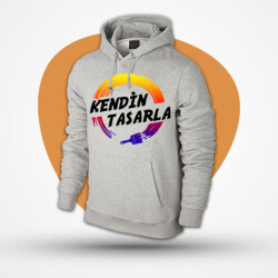 Kendin Tasarla Kapşonlu Gri Sweatshirt