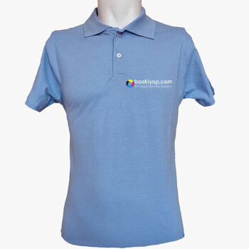Kişiye Özel Polo Yaka Açık Mavi Tişört