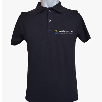 Kişiye Özel Polo Yaka Siyah Tişört