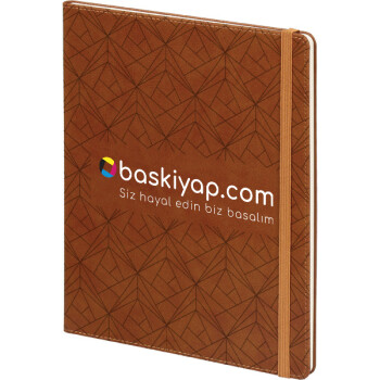 Geometrik Desenli Kahverengi Defter 19,5X25 Cm