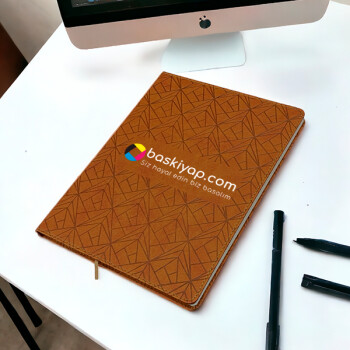 Geometrik Desenli Kahverengi Defter 19,5X25 Cm