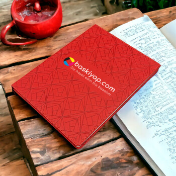 Geometrik Desenli Kırmızı Defter 19,5X25 Cm