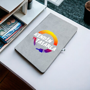 Kişiye Özel Tarihsiz Çizgili Gri Ajanda/Defter 13X21Cm