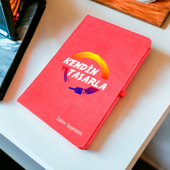 Kişiye Özel Tarihsiz Kırmızı Ajanda / Defter 13X21Cm