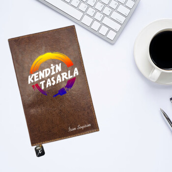 Kişiye Özel Kahverengi Suni Deri Not Defteri L 13*21