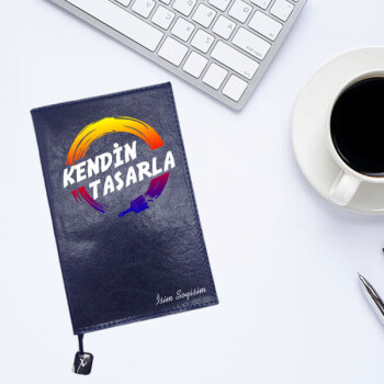 Kişiye Özel Lacivert Suni Deri Not Defteri L 13*21