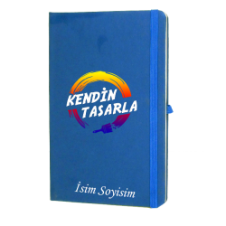 Tarihsiz Çizgili Mavi Ajanda/Defter 13X21Cm