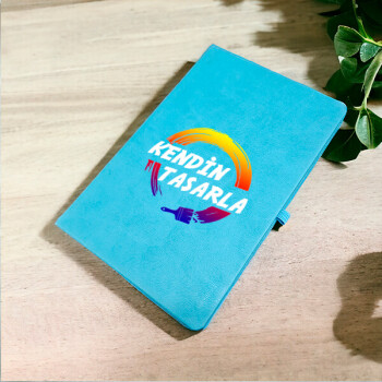 Kişiye Özel Tarihsiz Çizgili Turkuaz Ajanda/Defter 13X21Cm