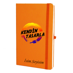 Tarihsiz Çizgili Turuncu Ajanda/Defter 13X21Cm
