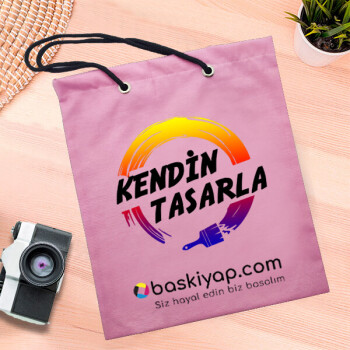 Kendin Tasarla Pembe Bez Çanta