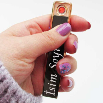 Kişiye Özel Şarjlı Alevsiz Füme Gold Çakmak