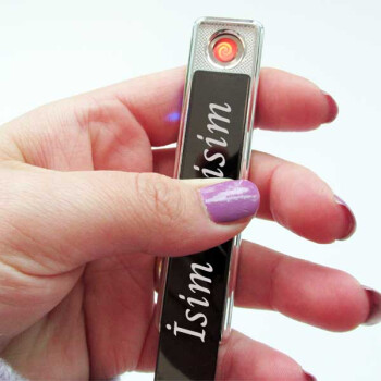 Kişiye Özel Şarjlı Alevsiz Füme Gümüş Çakmak