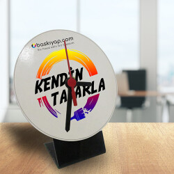 Fotoğraf Baskılı Yuvarlak Masa Saati