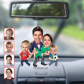 4 Kişilik Aile Araç Dikiz Ayna Süsü Biblo