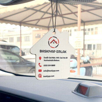 Kişiye Özel Baskılı Ev Şekilli Dikiz Aynası Süsü