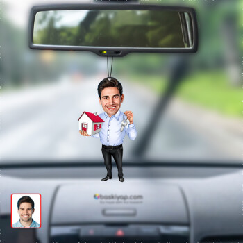 Emlakcı Karikatür Dikiz Ayna Süsü Model 2