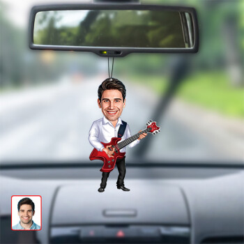 Gitar Çalan Erkek Karikatür Dikiz Ayna Süsü