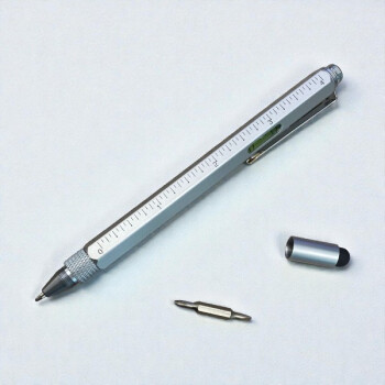 Kişiye Özel Su Terazili Cetvelli Tornavidalı Gri Mühendis Kalemi