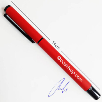 Kişiye Özel Kırmızı Silikon Kaplama Metal Kalem