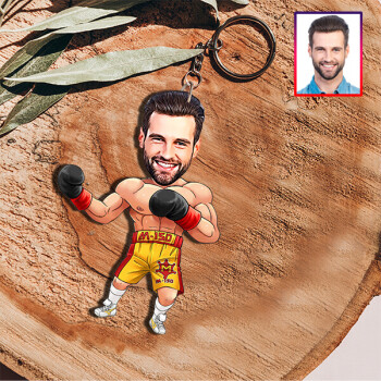 Kişiye Özel Boksör Karikatürlü Anahtarlık