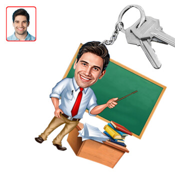 Kişiye Özel Erkek Öğretmen Karikatürlü Anahtarlık