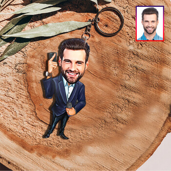 Kişiye Özel İş Adamı Karikatürlü Anahtarlık