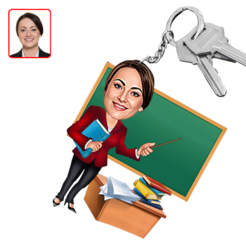 Kişiye Özel Kadın Öğretmen Karikatürlü Anahtarlık