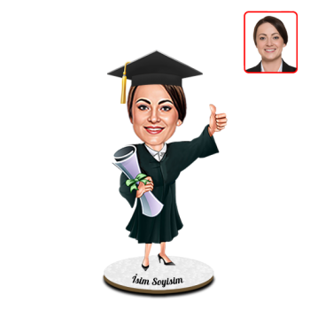 Kişiye Özel Kız Mezuniyet Karikatürlü Biblo