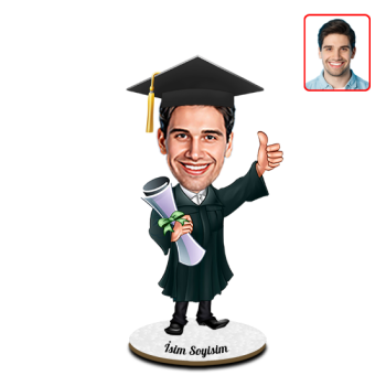 Kişiye Özel Erkek Mezuniyet Karikatürlü Biblo