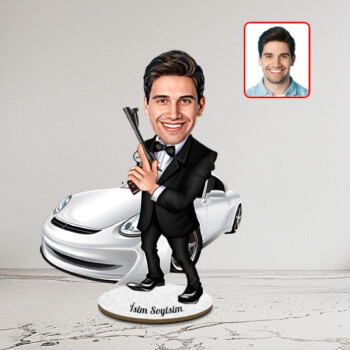 Kişiye Özel Ajan Karikatür Biblo