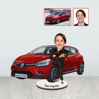 Kendi Aracınızla Size Özel Arabalı Karikatür Biblo - Kadın