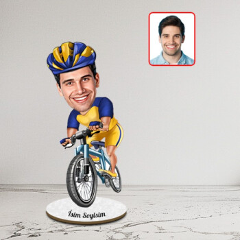 Kişiye Özel Bisikletçi Karikatür Biblo