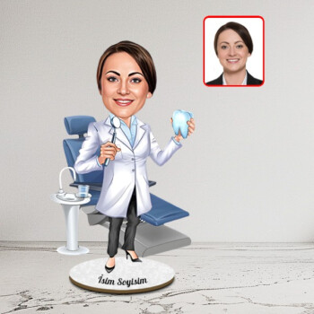 Kişiye Özel Kadın Diş Hekimi Karikatür Biblo