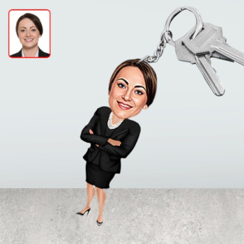 Kadın Müdür Tasarımlı Karikatür Biblo Anahtarlık