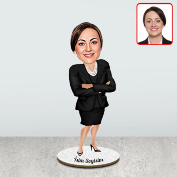 Kadın Müdür Tasarımlı Karikatür Biblo